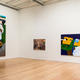 Installation view of Henry Taylor, The 4th (2012-2017) and THE TIMES THAY AIN’T A CHANGING, FAST ENOUGH!, 2017. (Collection of the artist; courtesy of Blum & Poe, Los Angeles/New York/Tokyo. Matthew Carasella/Whitney Museum of Art)